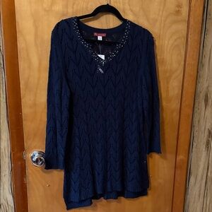 Croft & Barrow Navy Sweater with Studded Detail